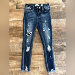 Kancan Ankle Skinny distressed stretch jeans